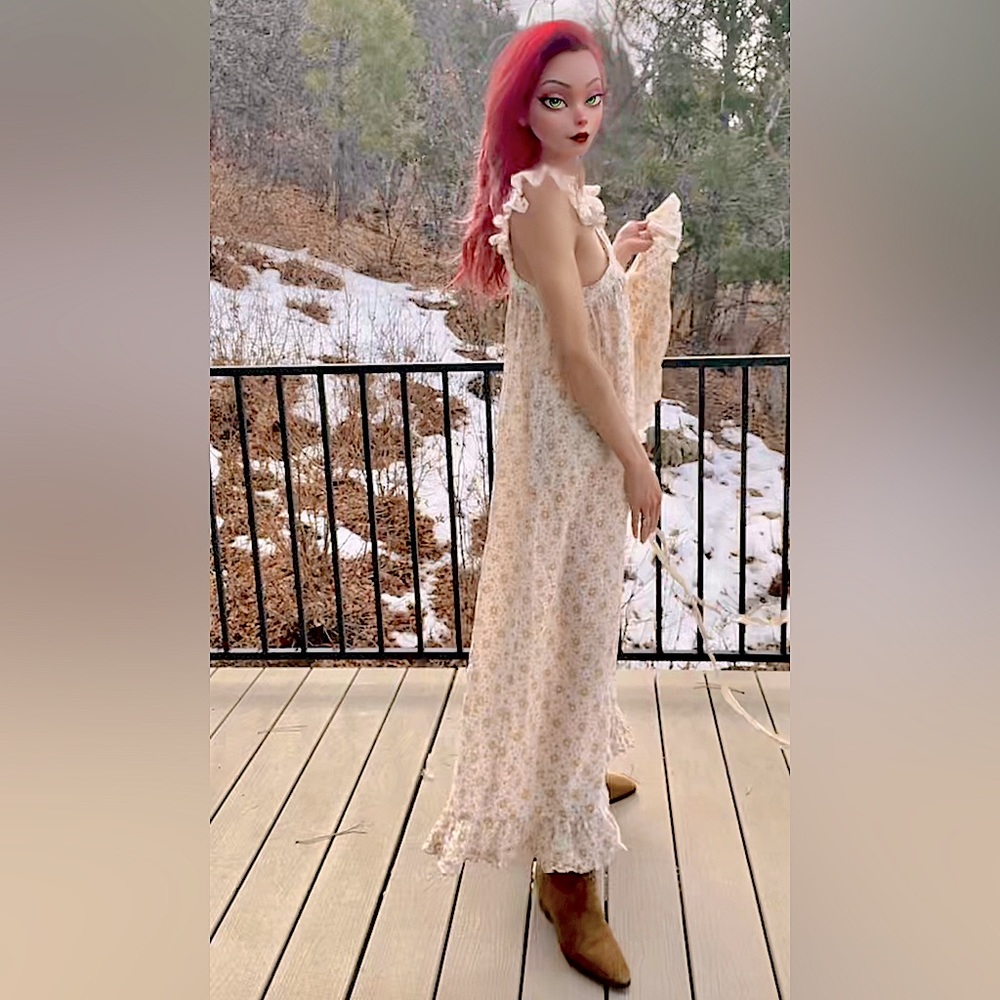 ❄️❤️‍🔥DÔEN ‘Nisha’ Dress Alabaster Countryside Ruffle Calico Maxi Dress XS - Picture 10 of 14